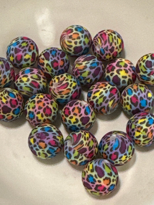 #52 15mm rainbow, leopard print silicon 