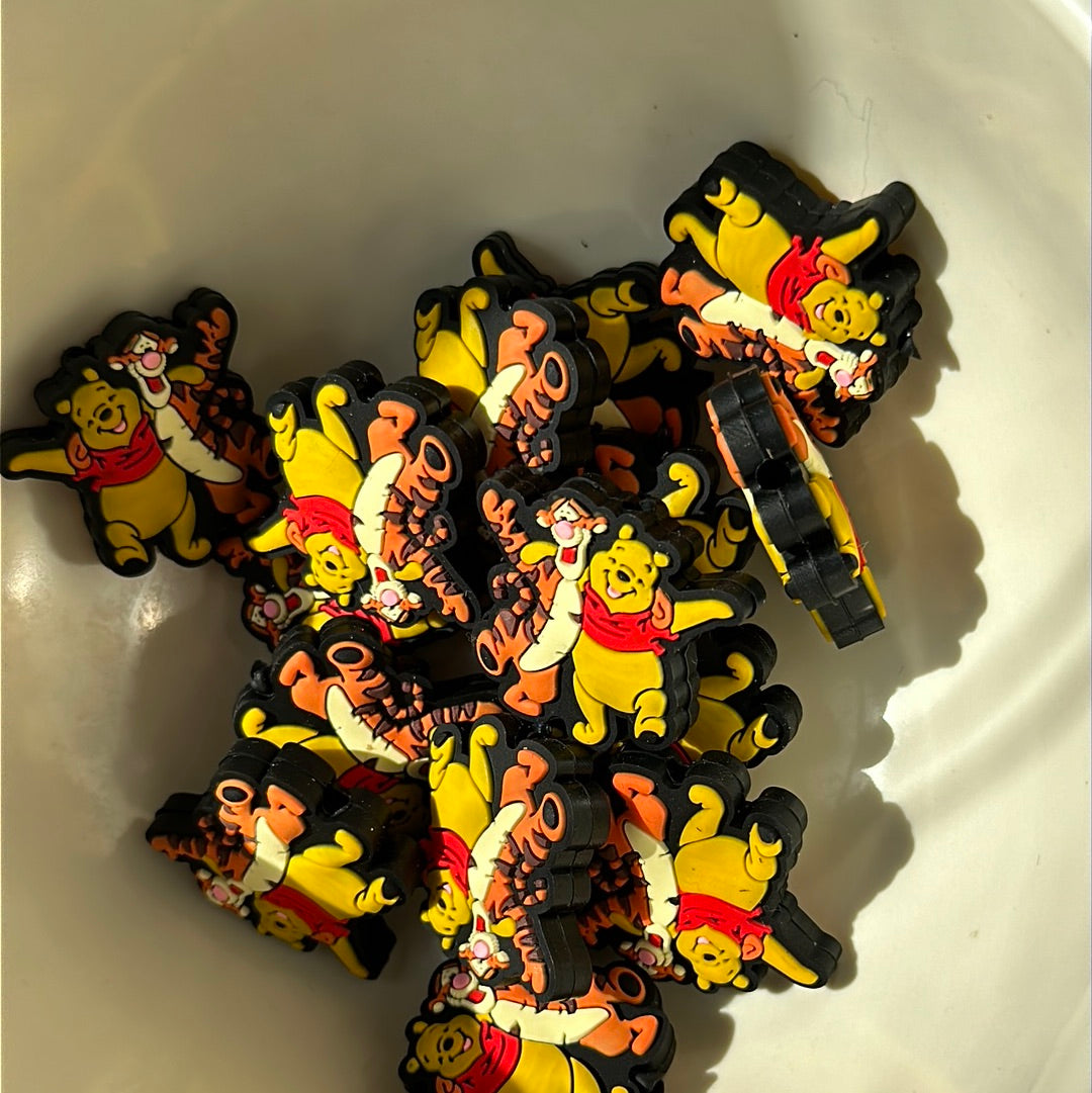 #300 tiger and bear silicone focal beads