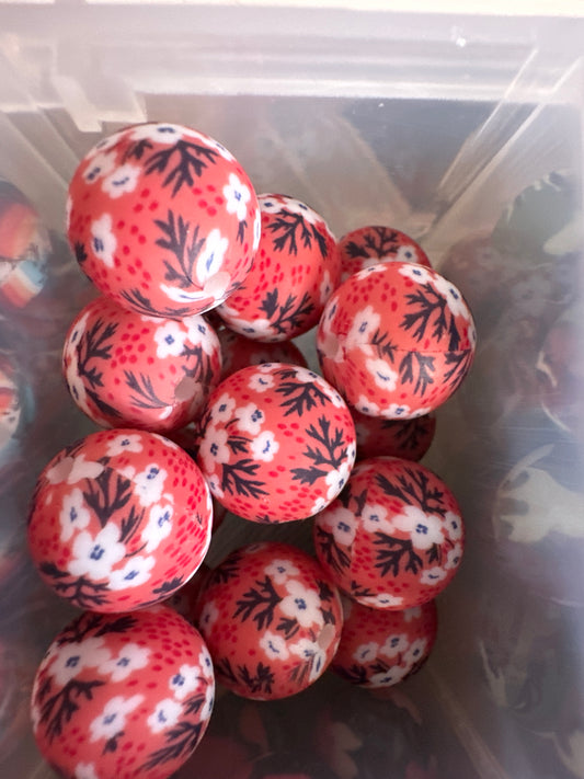 #3 pink floral silicone bead