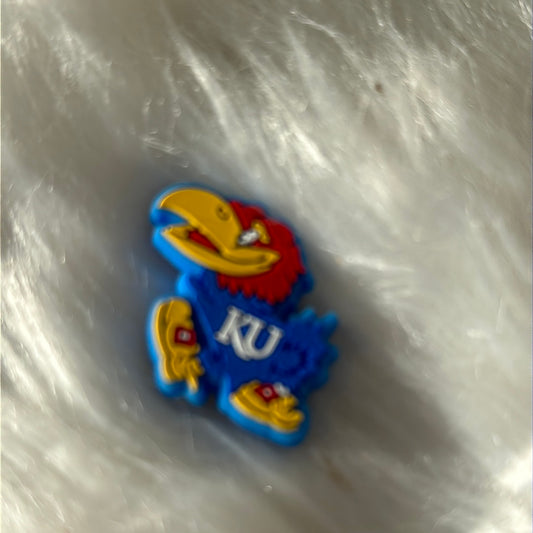 #307 Jayhawk bird silicone focal beads