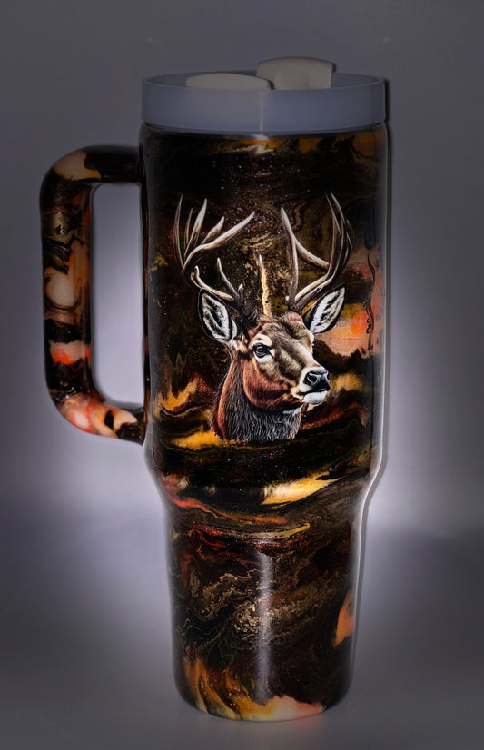 40oz with handle orange and black alc ink