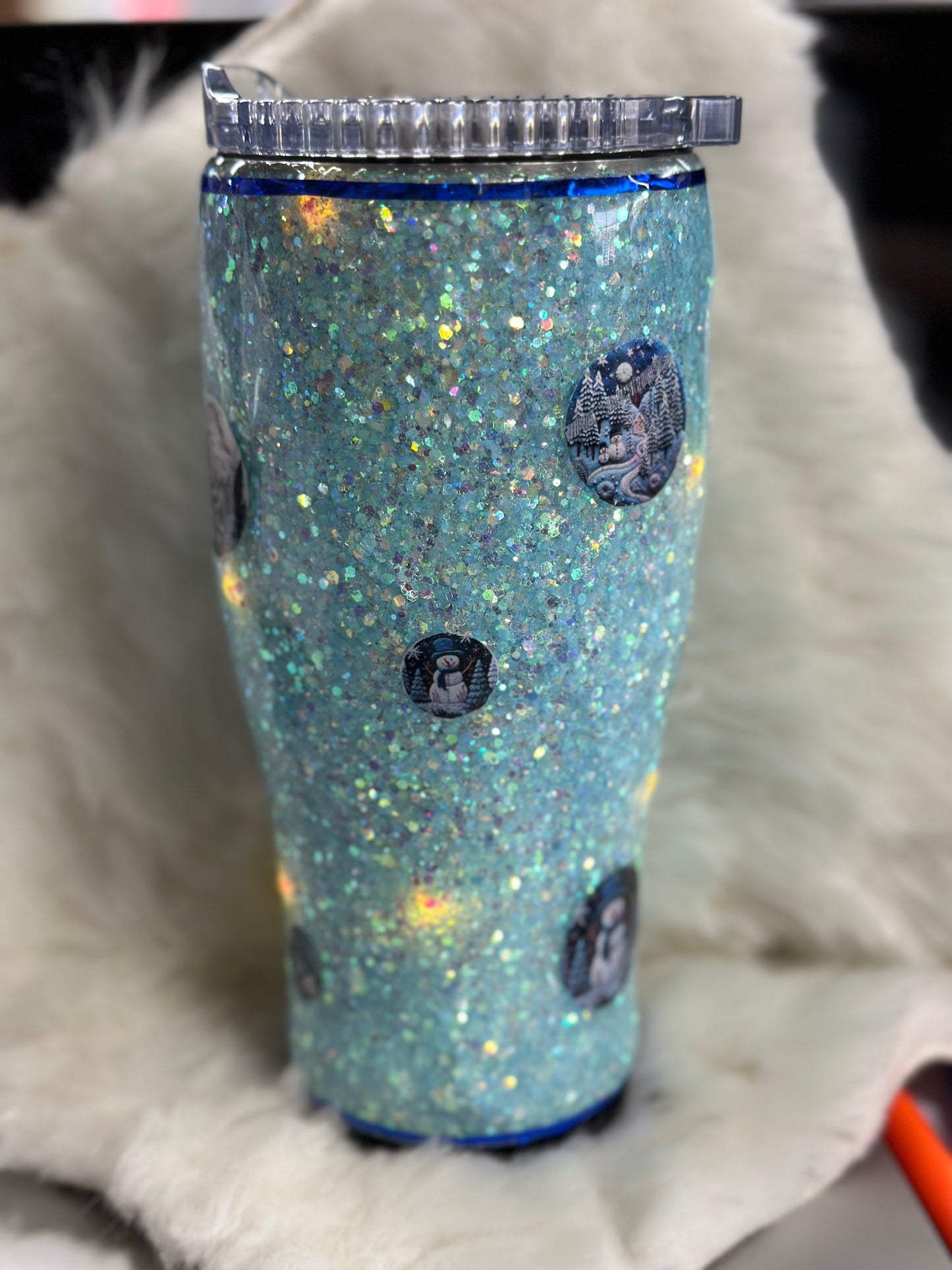 #15 Light up blue Christmas 30oz tumbler