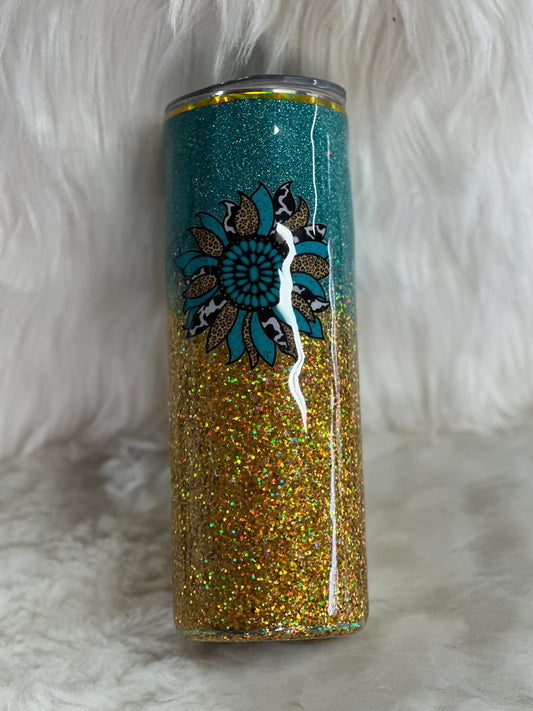 #44 20oz sunflower glitter tumbler