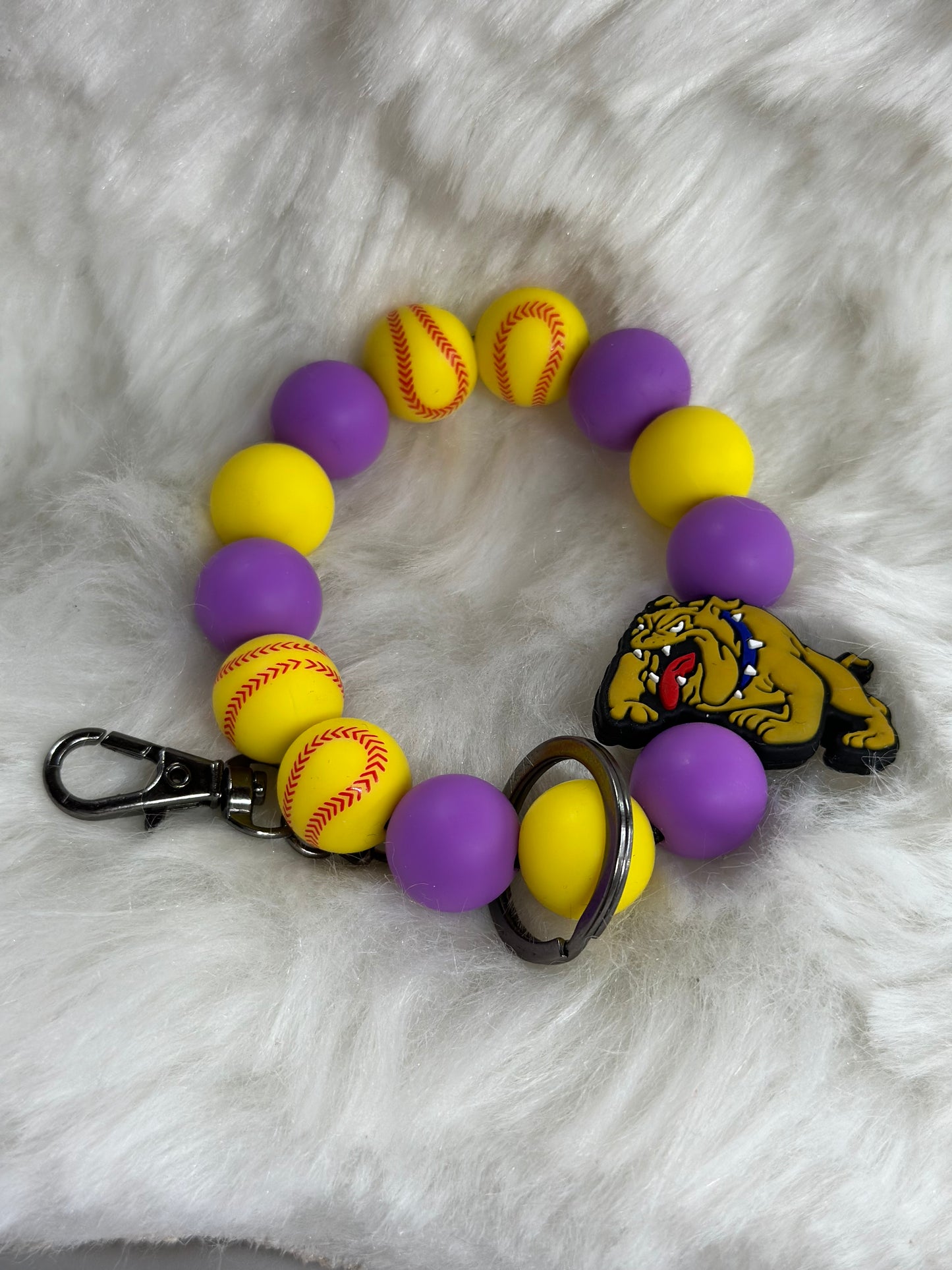 Bulldog Softball keychain wristlet