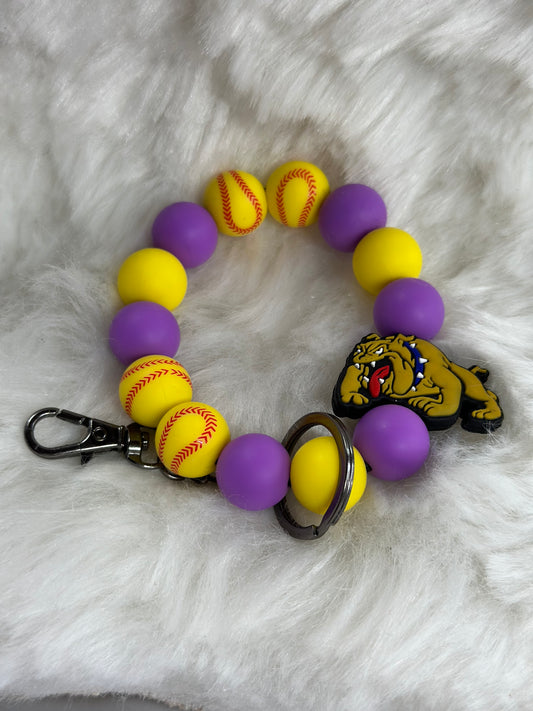 Bulldog Softball keychain wristlet