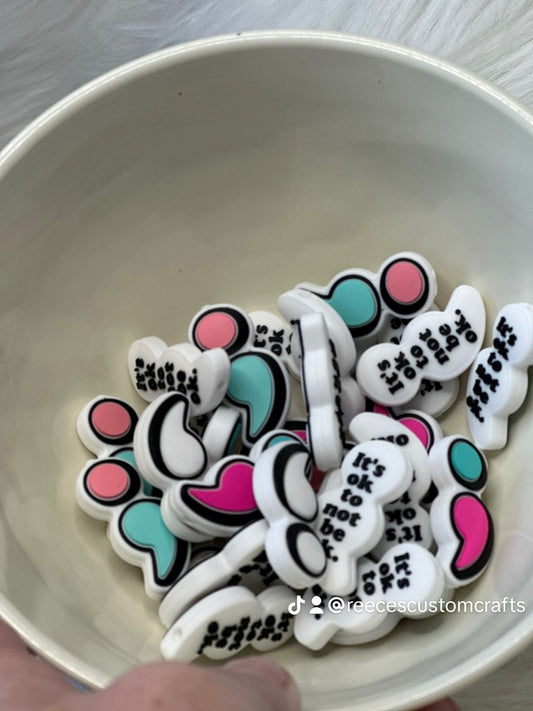 #345 semicolon āits ok to not be okā silicone focal beads