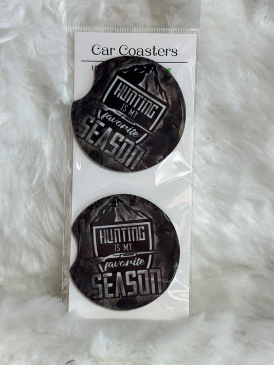Hunting is my favorite season car coaster set
