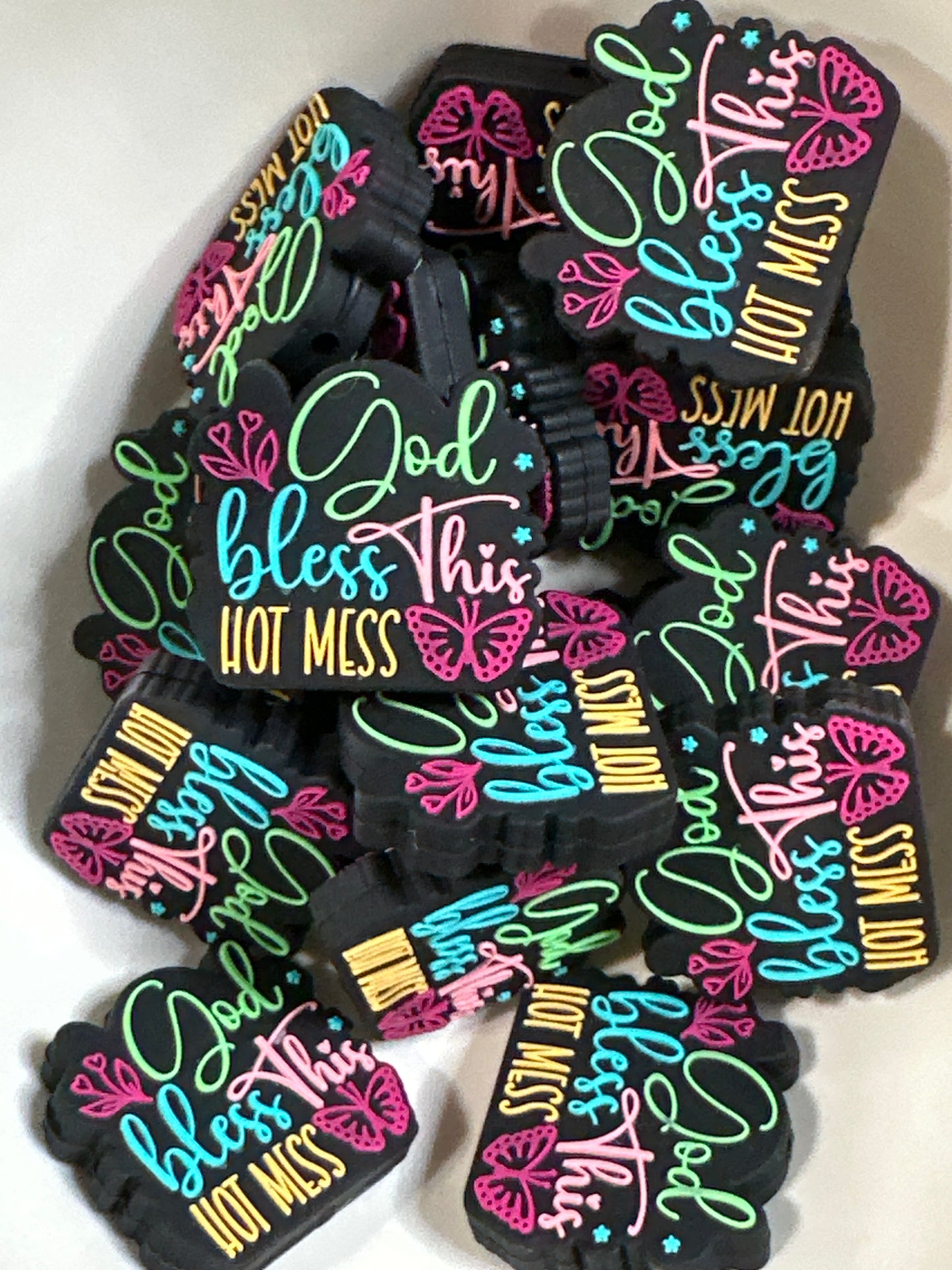 #493 god bless this hot mess silicone focal beads
