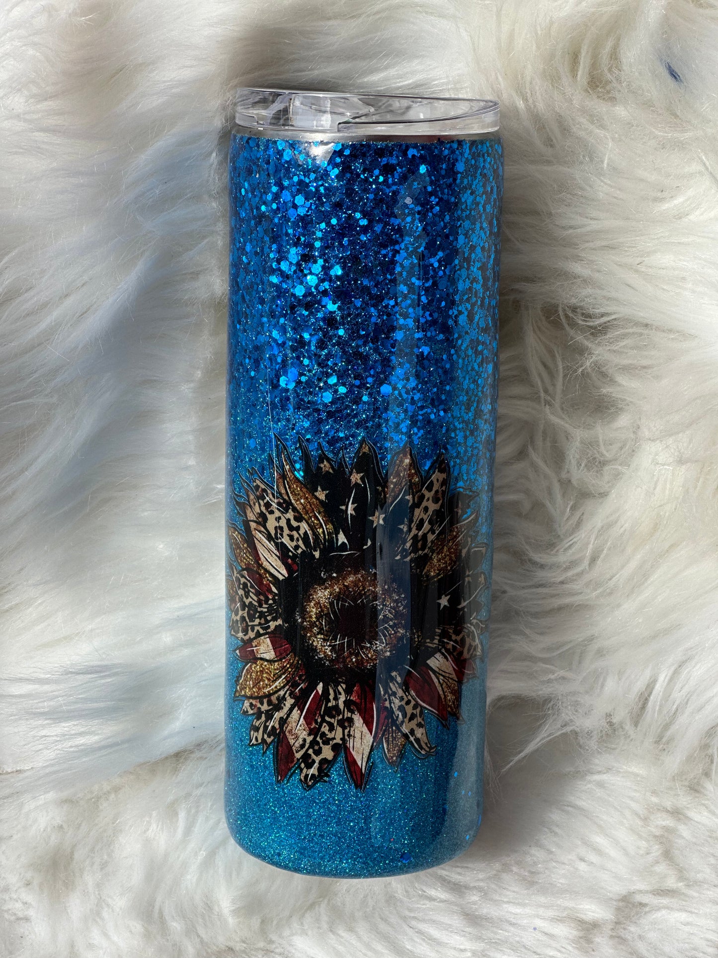 #12 20oz blue glitter Gods country