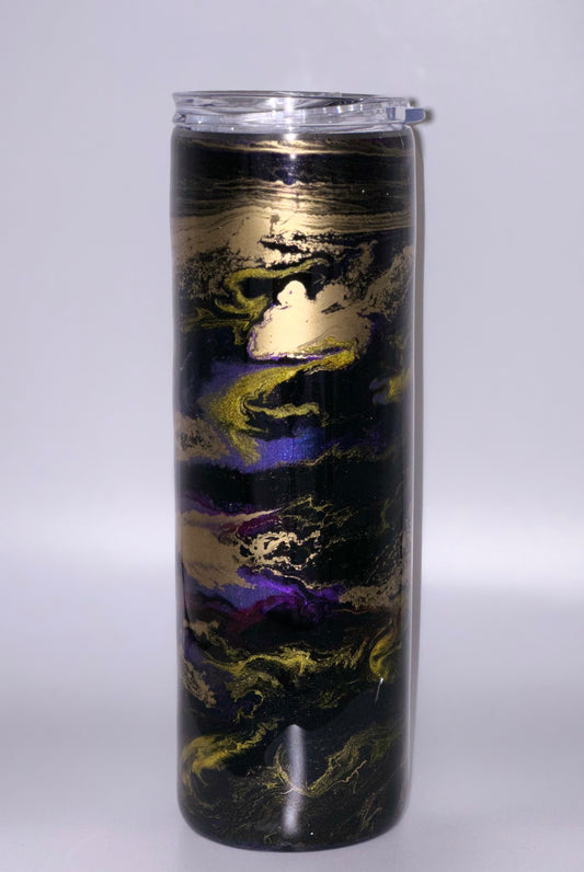 30oz alcohol ink purple black and gold RTS