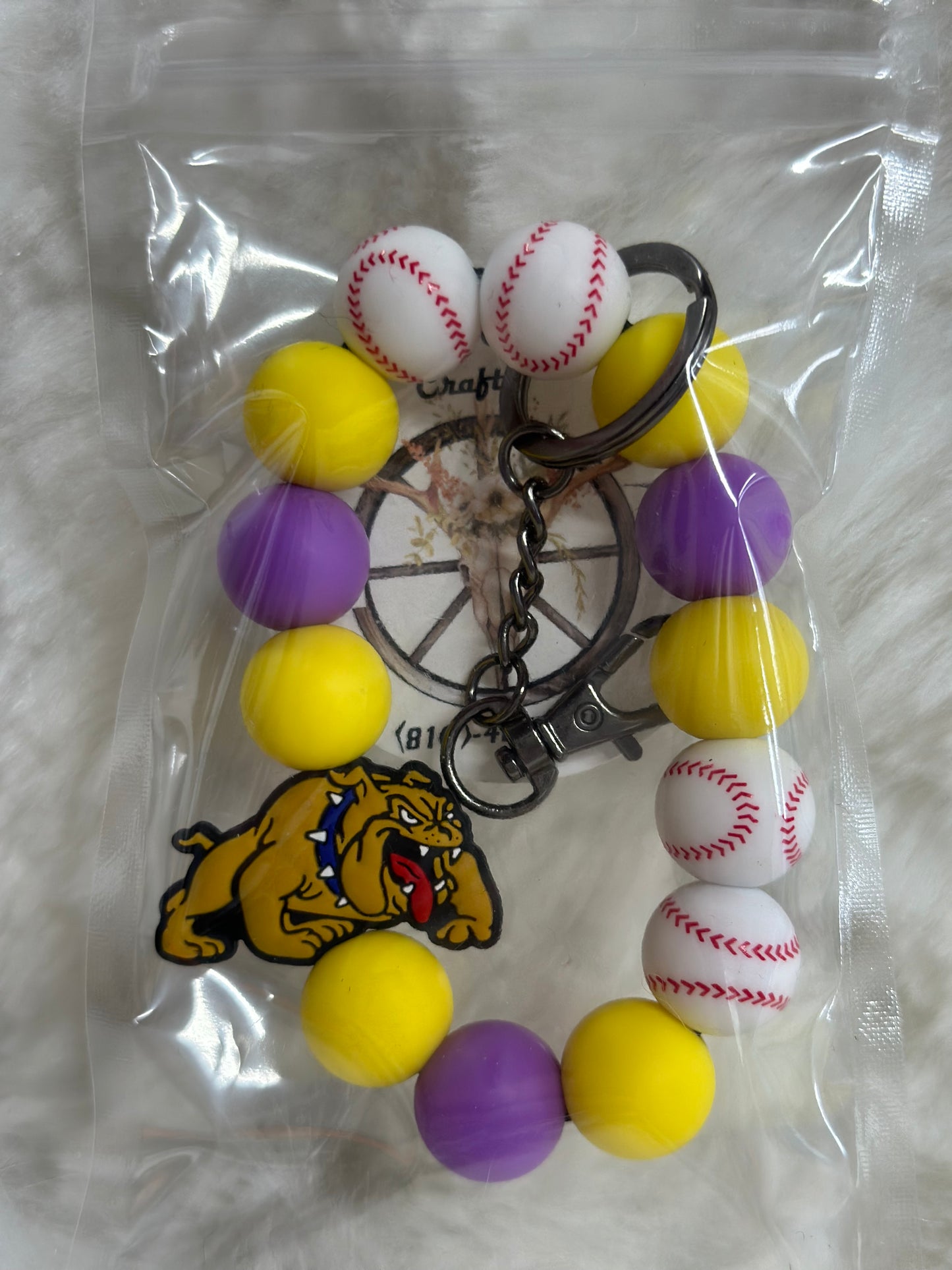 Bulldog Baseball keychain wristlet