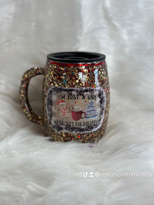 #32 14oz girl who loves holidays coffee cup