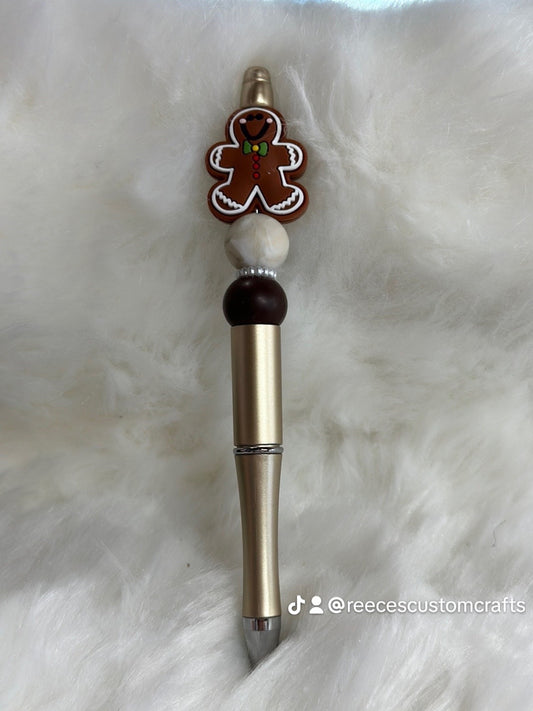 Gingerbread man beaded pen