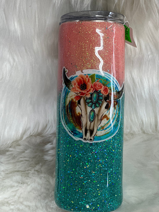 #51 20oz glitter skull tumbler