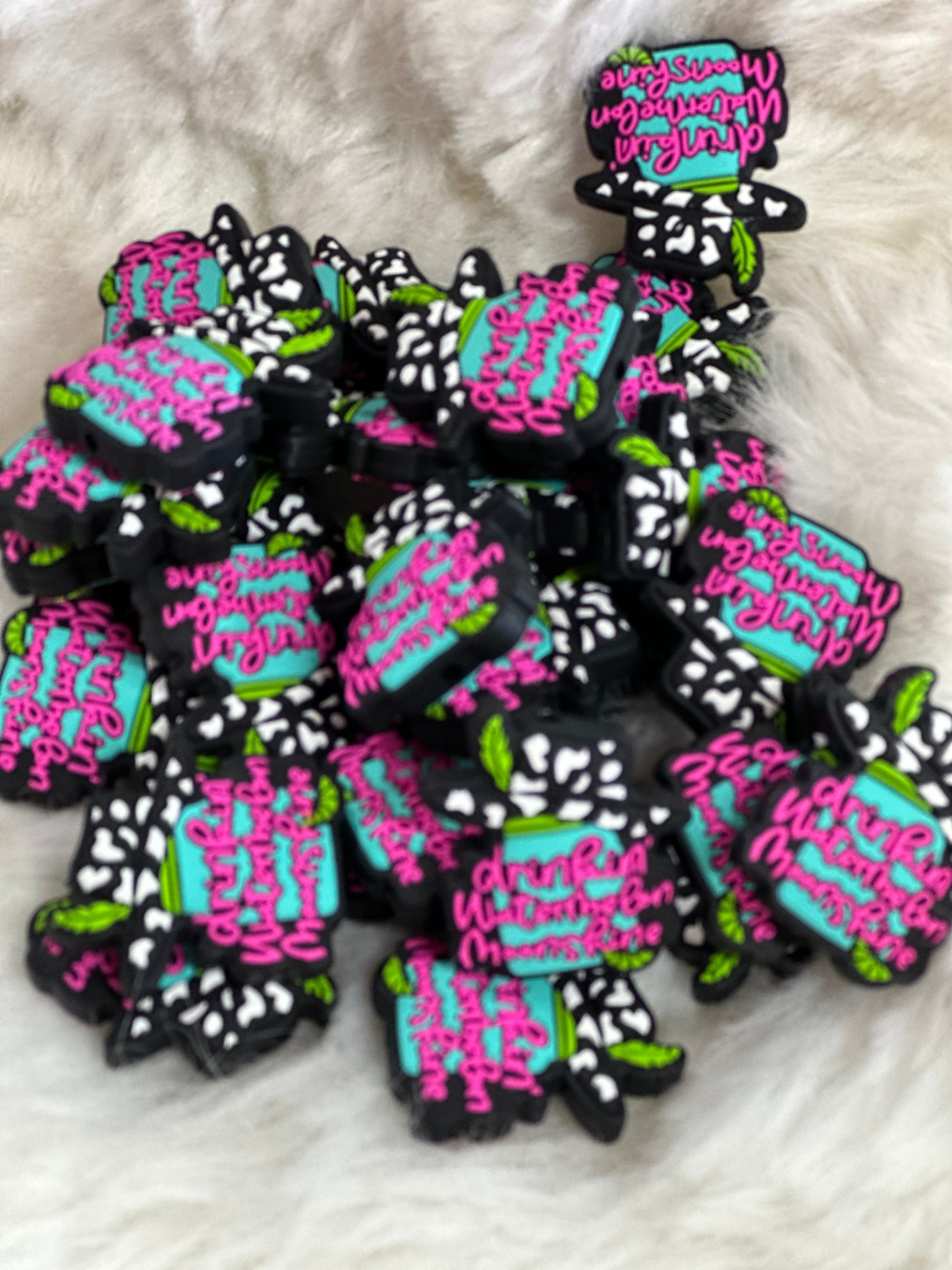 #238 drinking watermelon, moonshine, silicone, focal beads