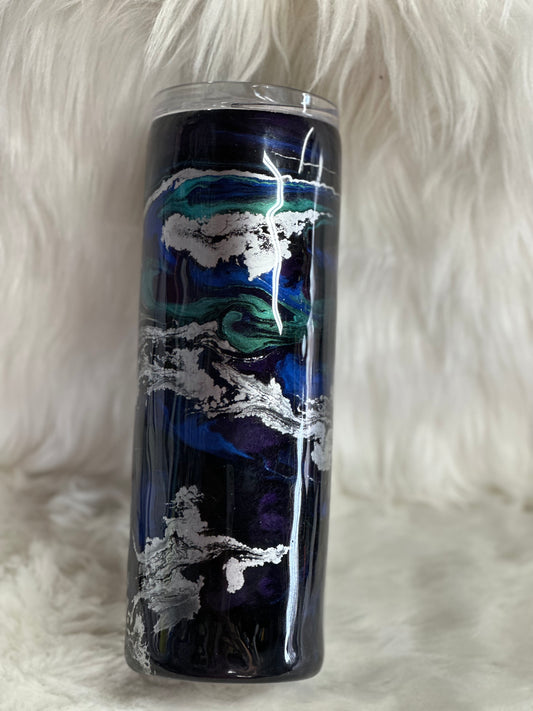 #40 20oz blue silver alc ink swirl
