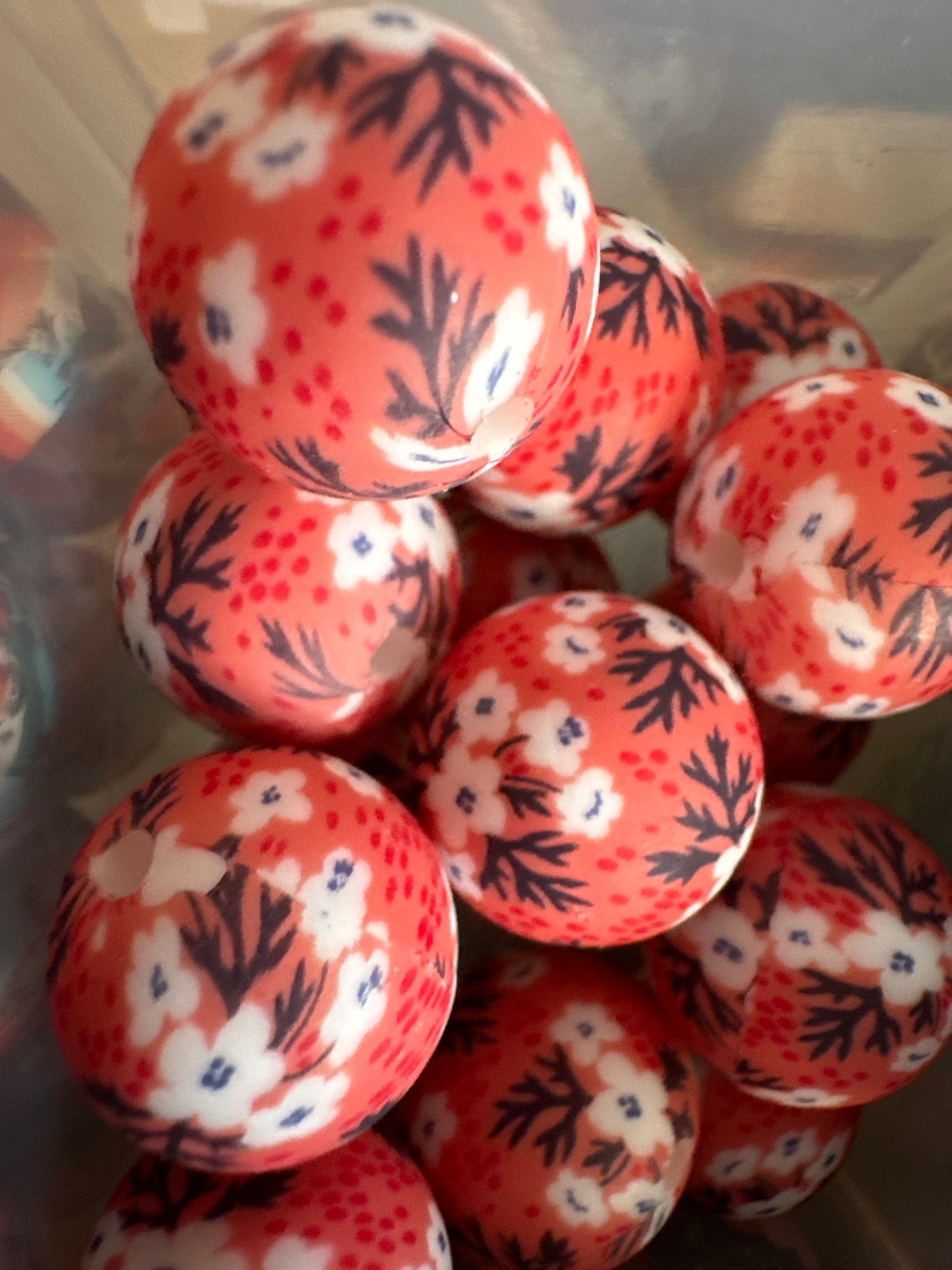#3 pink floral silicone bead