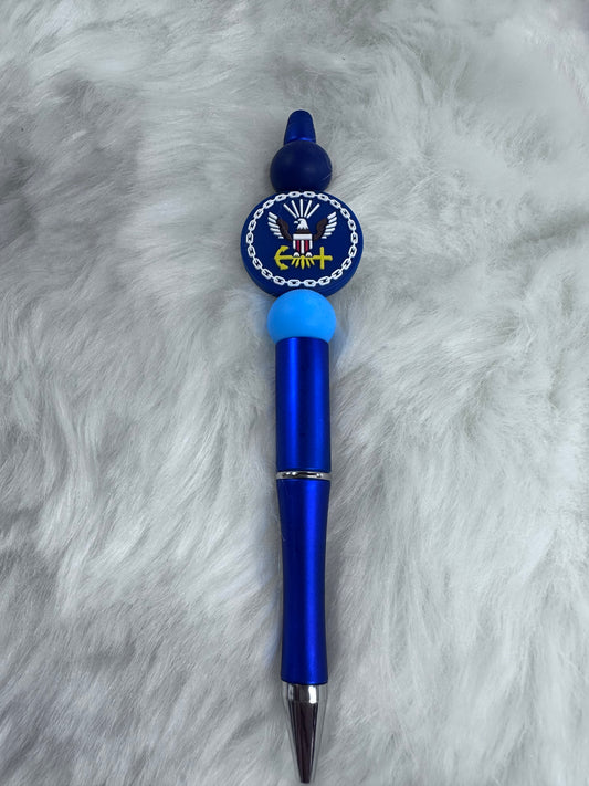 BEADED BLUE NAVY PEN