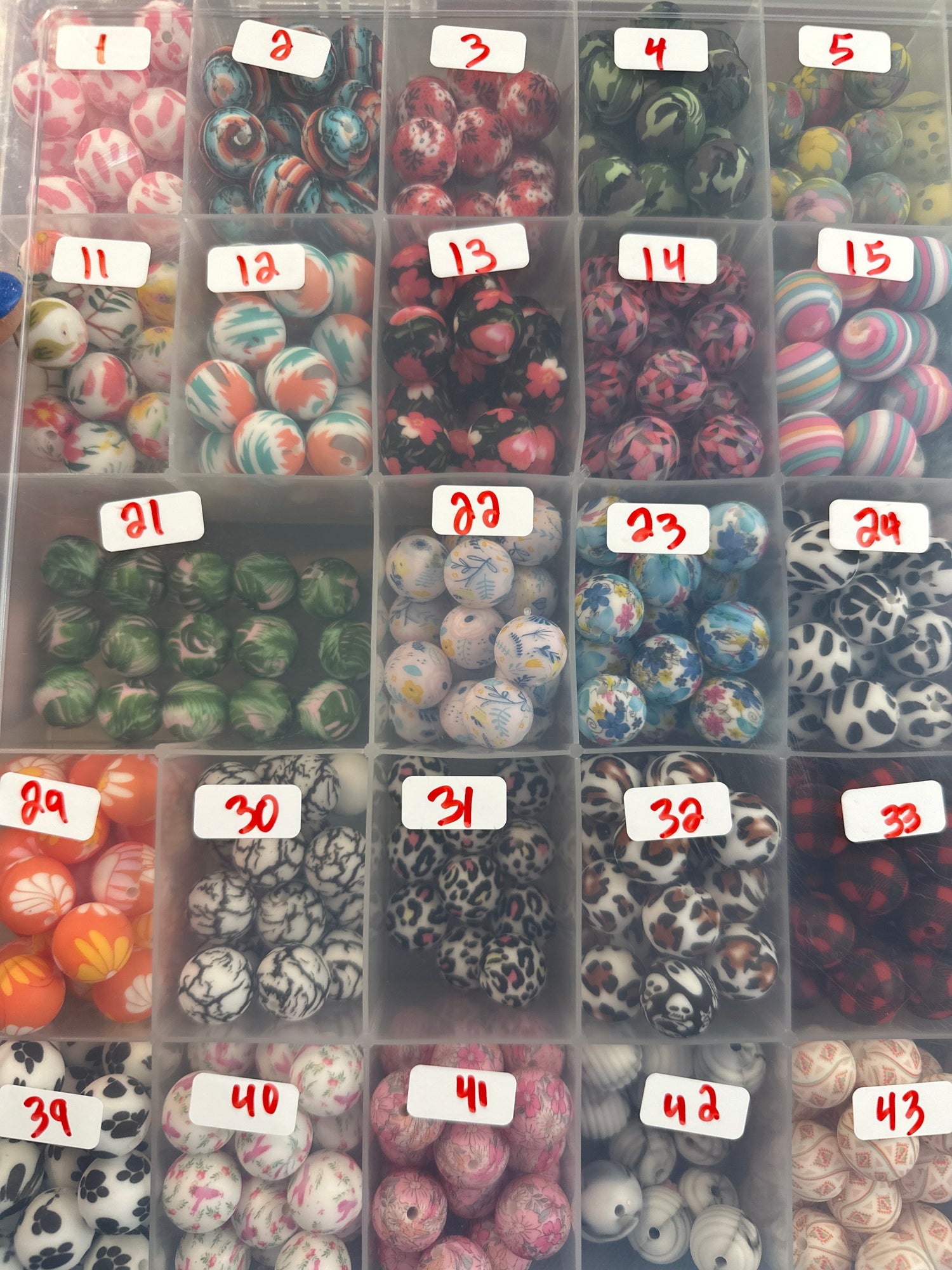 15mm printed silicone beads