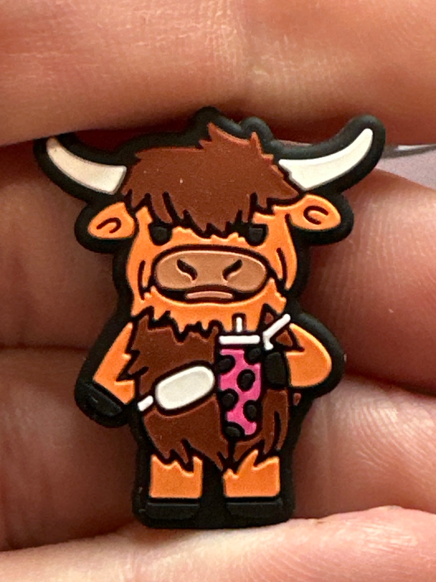 #474 cow with tumbler silicone focal beads