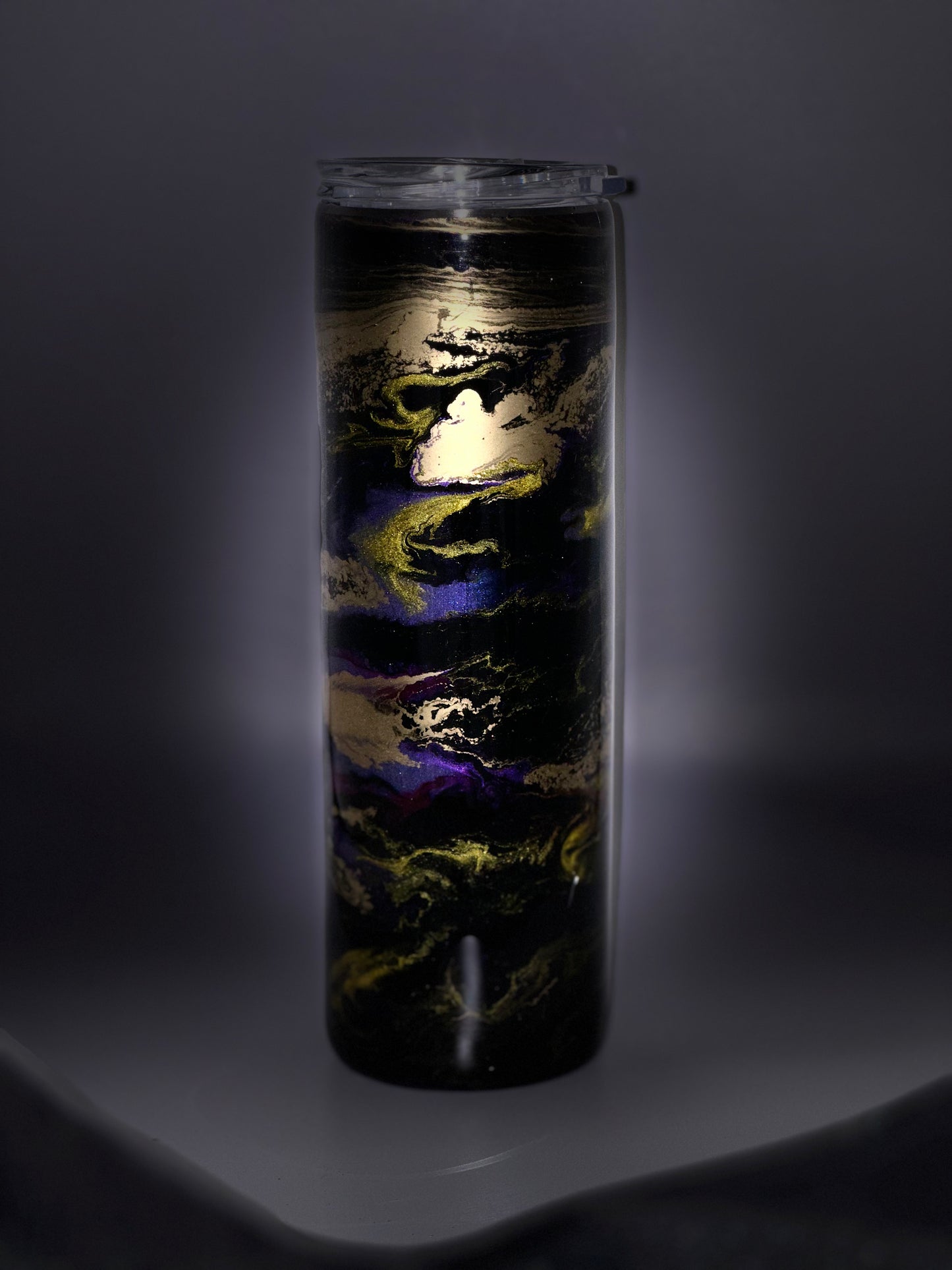30oz alcohol ink purple black and gold RTS