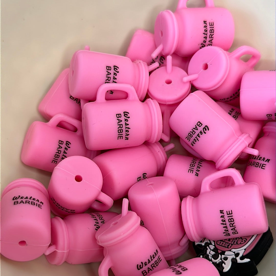 #269 pink tumbler silicone focal beads