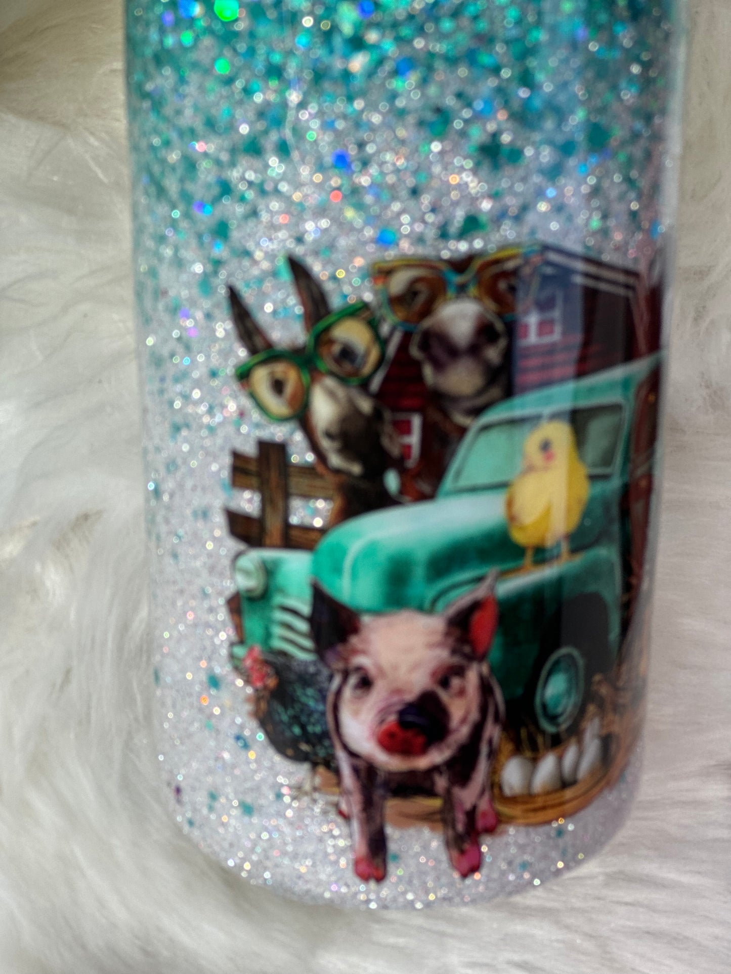#9 Teal 20oz glitter farm