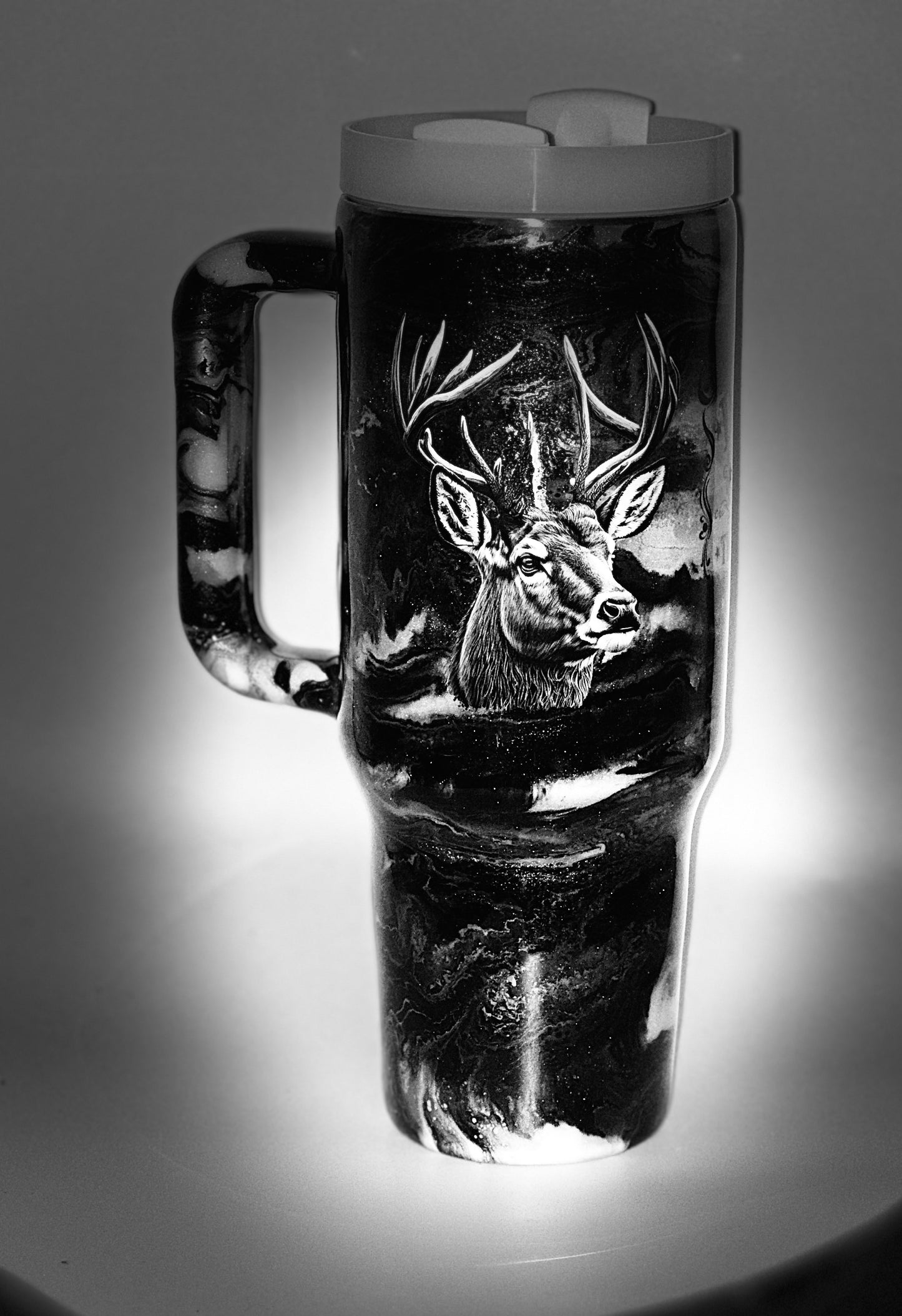 40oz with handle orange and black alc ink