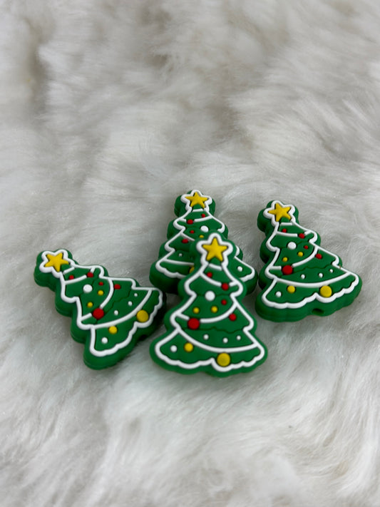 #173 Green Christmas tree silicone focal beads