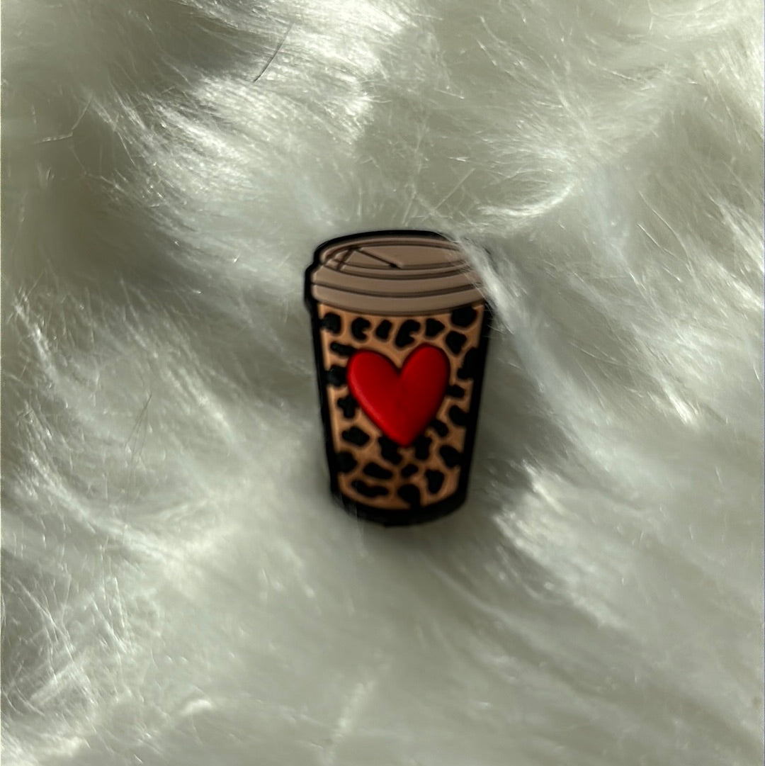 #292 heart coffee cup silicone focal beads