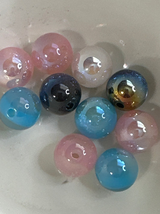 #22 16 mm luminous acrylic beads random mix of 10
