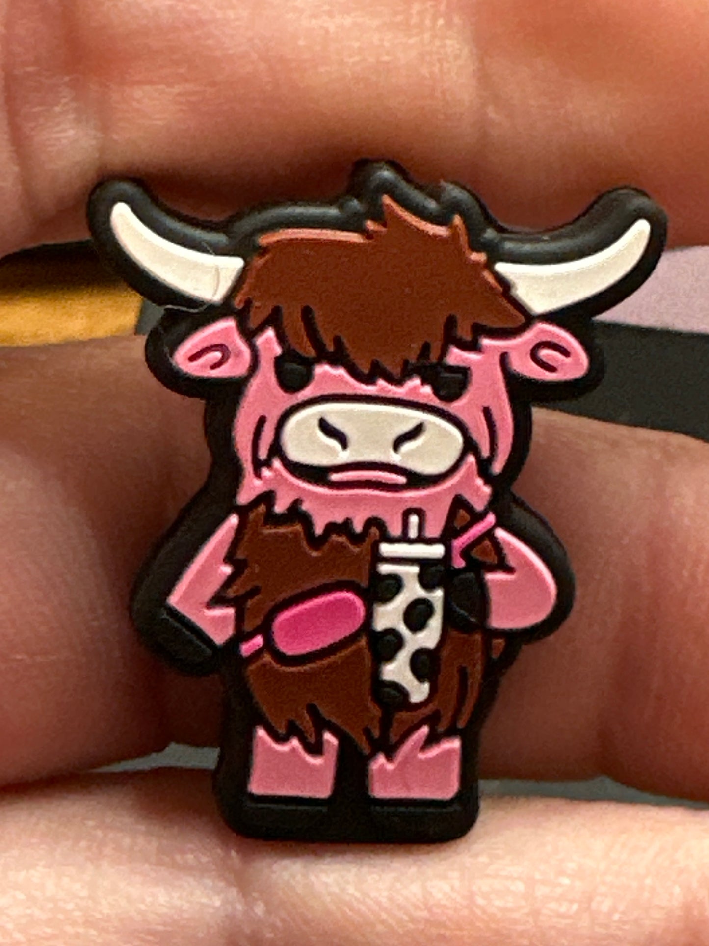 #474 cow with tumbler silicone focal beads