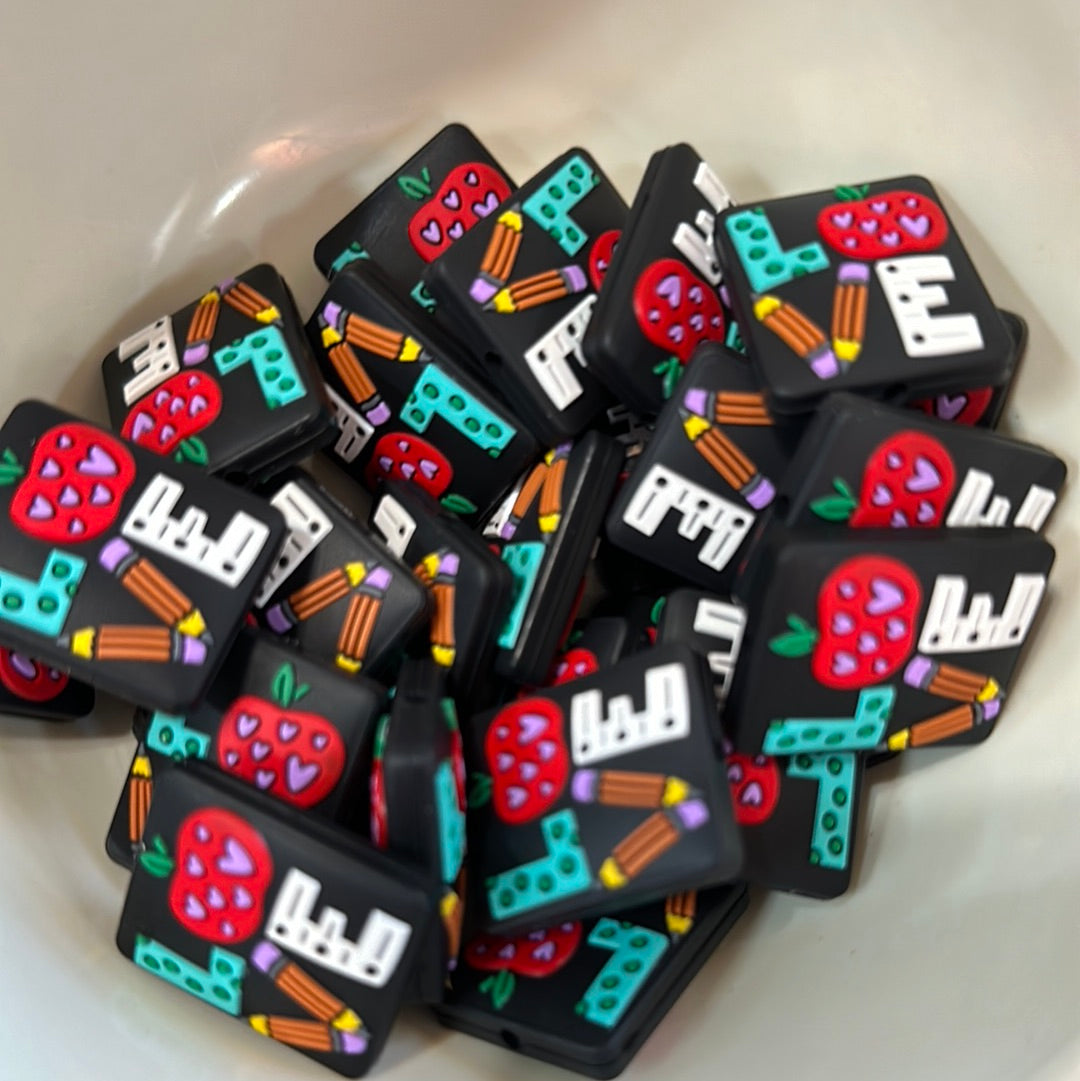 #324 love silicone focal beads