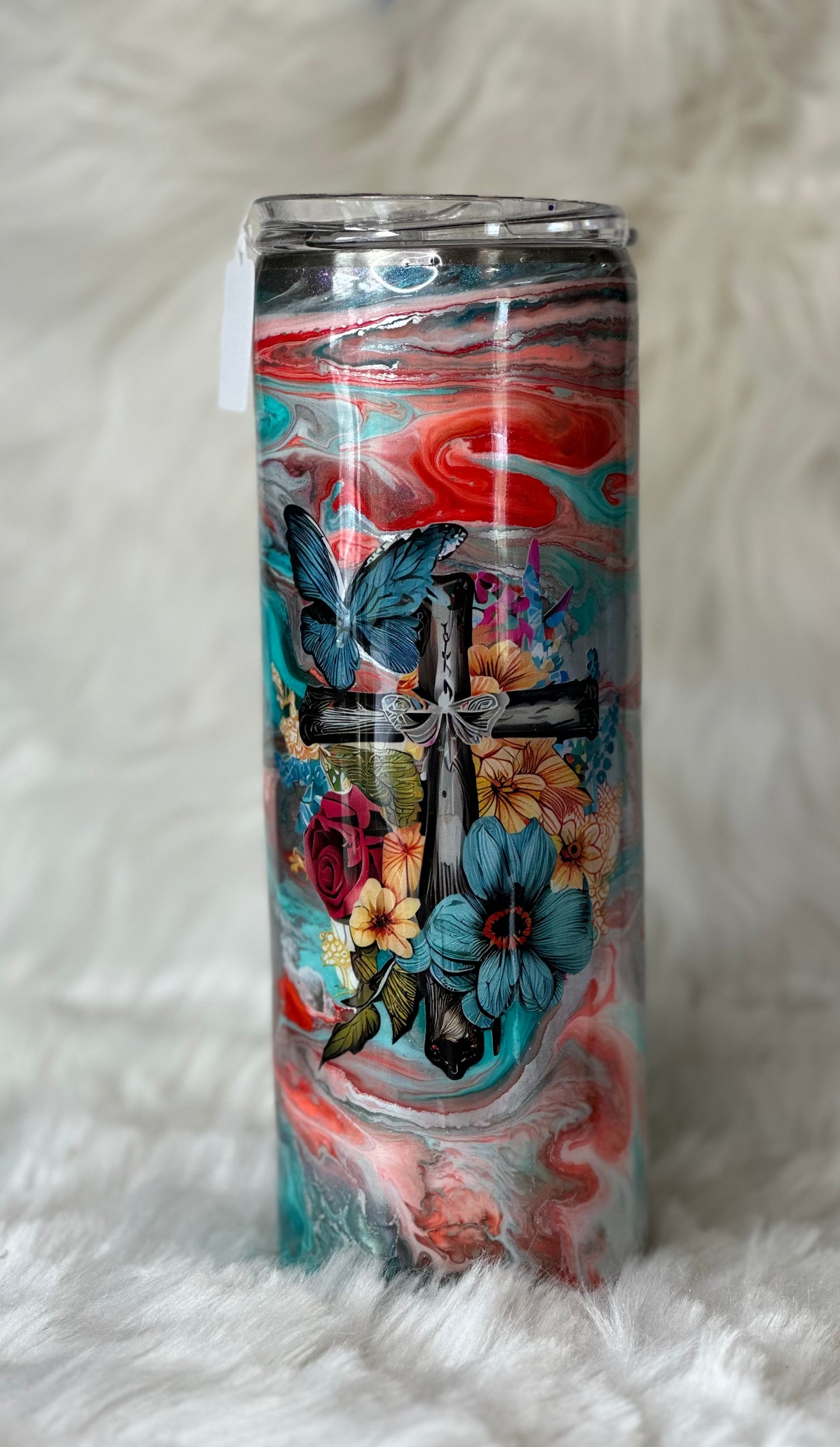 #10 20oz cross alcohol ink tumbler