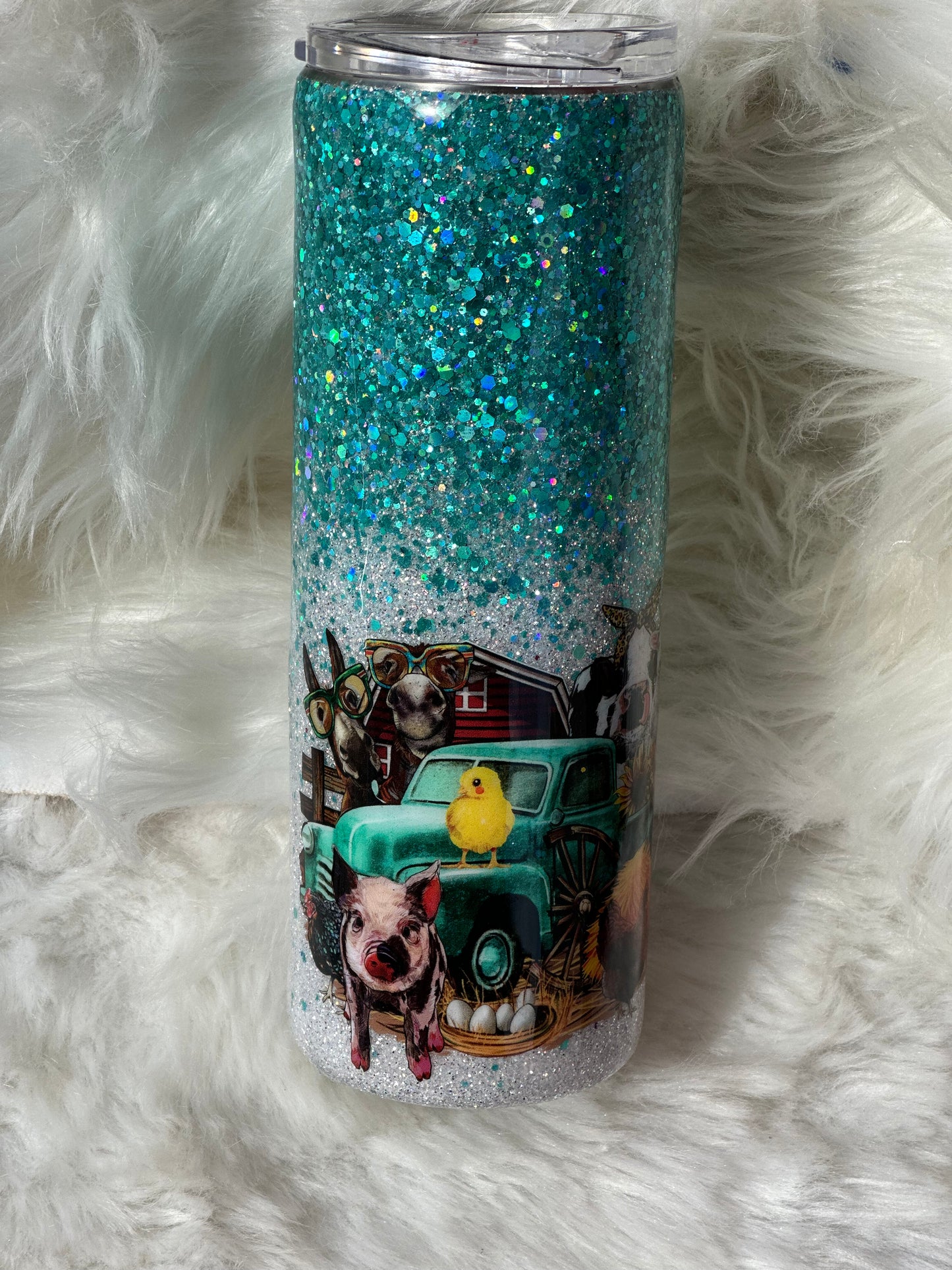 #9 Teal 20oz glitter farm