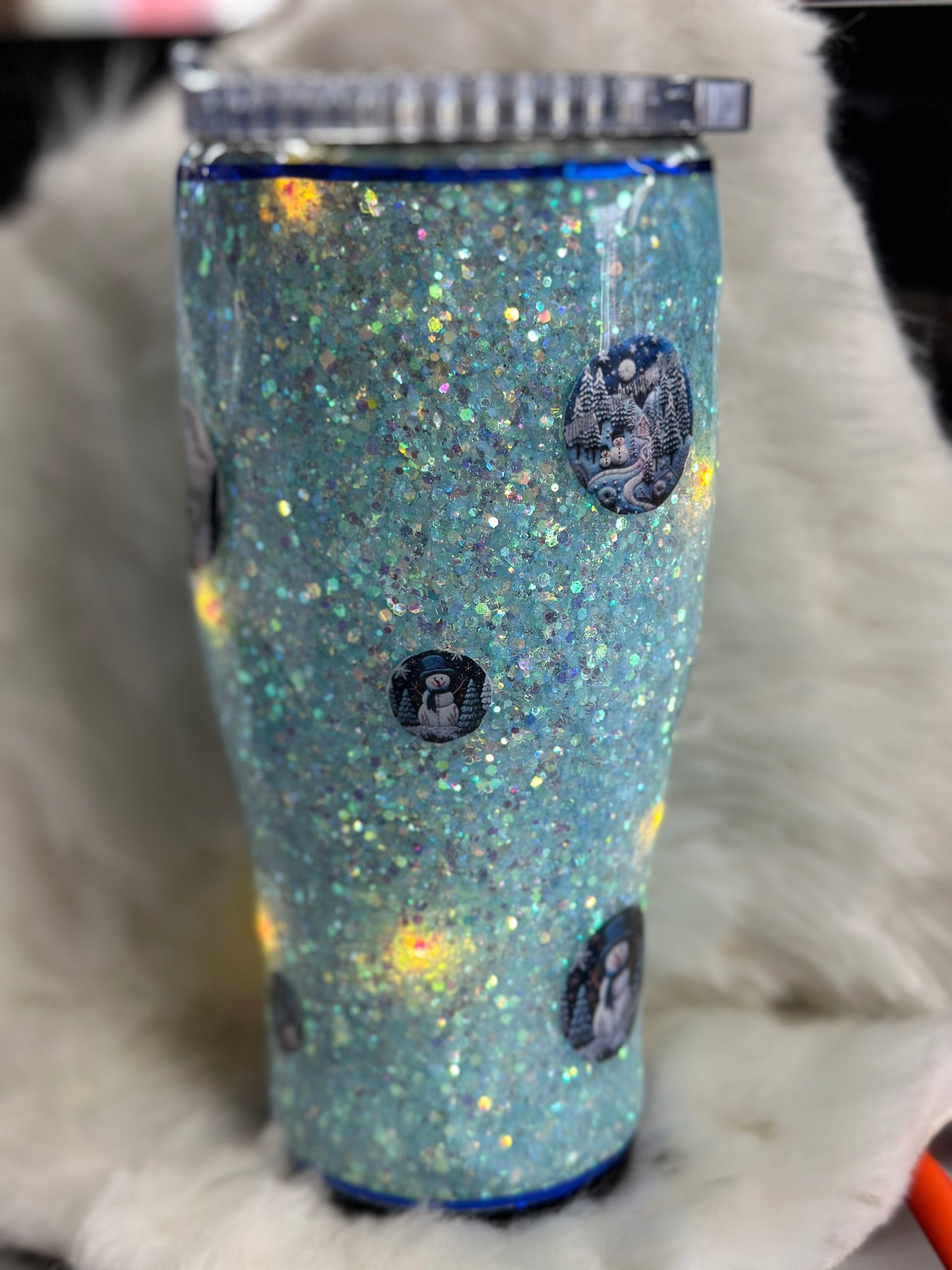 #15 Light up blue Christmas 30oz tumbler