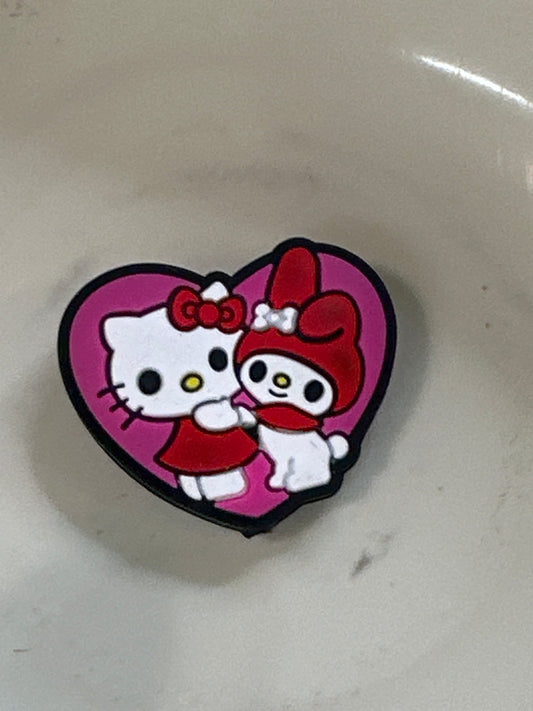 #421 cat heart silicone focal bead