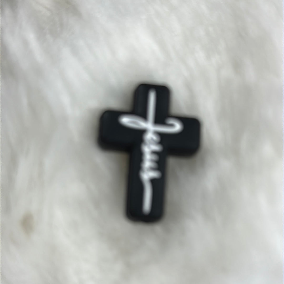 #249 Jesus cross silicone focal beads