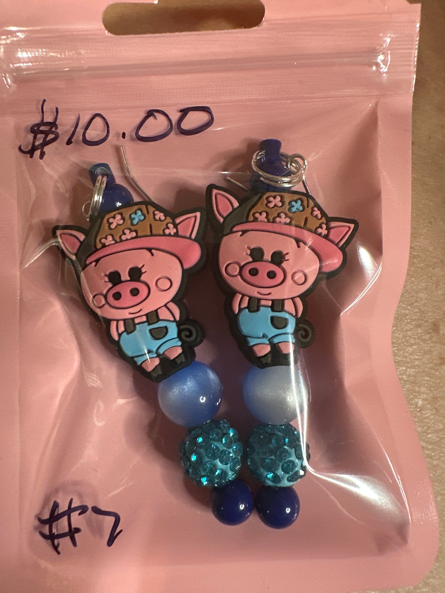 #7 pig earrings set
