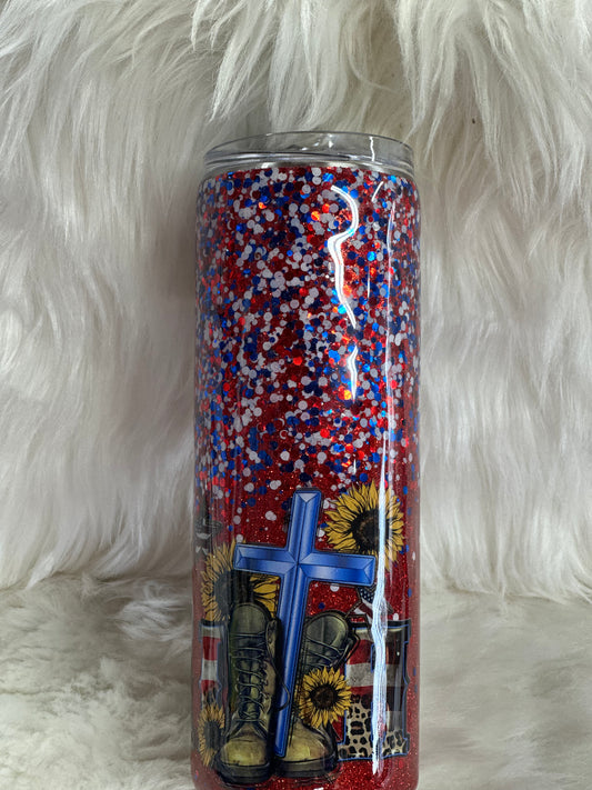 #41 20oz faith and freedom glitter tumbler