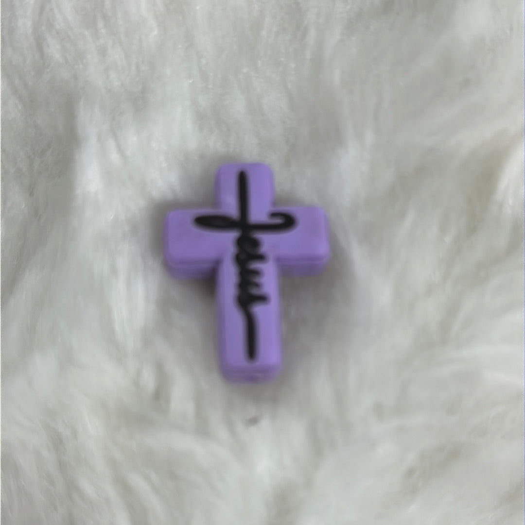 #249 Jesus cross silicone focal beads