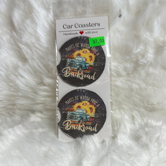 Backroads car coaster set