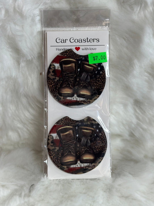 Military boots car coaster set