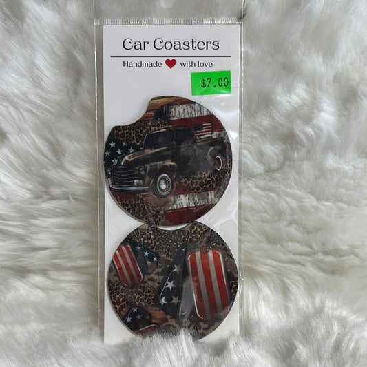 ventage truck and dog tag car coaster set