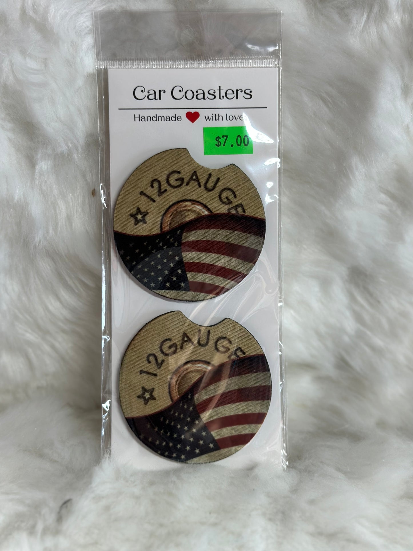 12 gauge American flag car coaster set