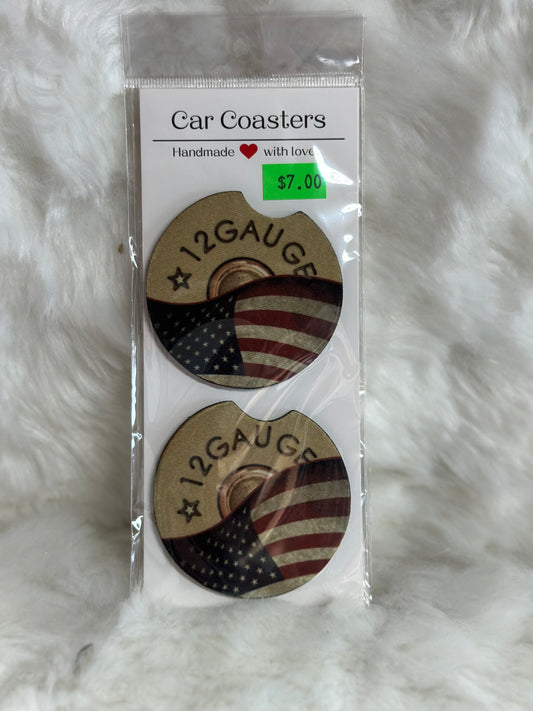 12 gauge American flag car coaster set