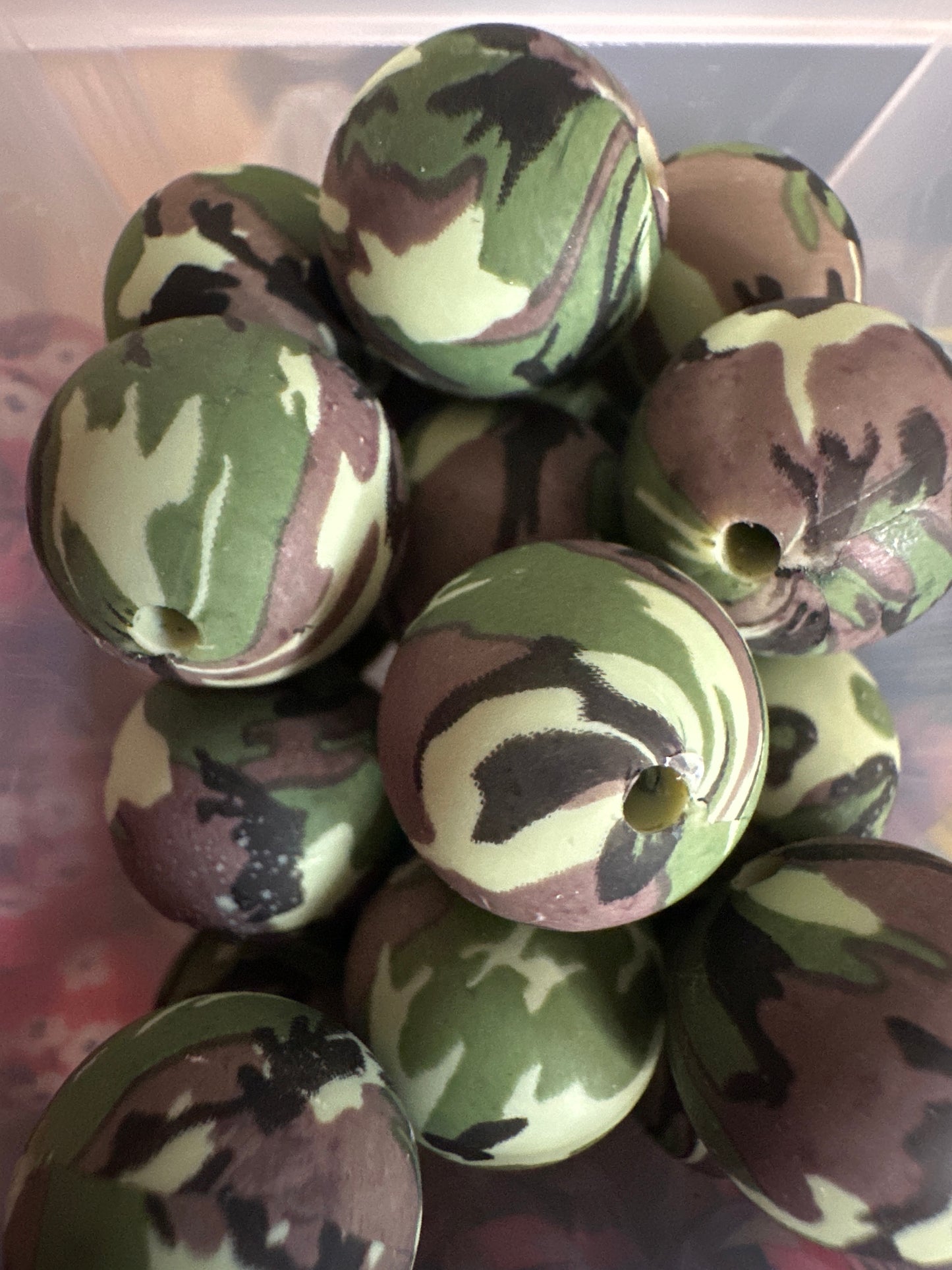 #4 army camo printed silicone bead