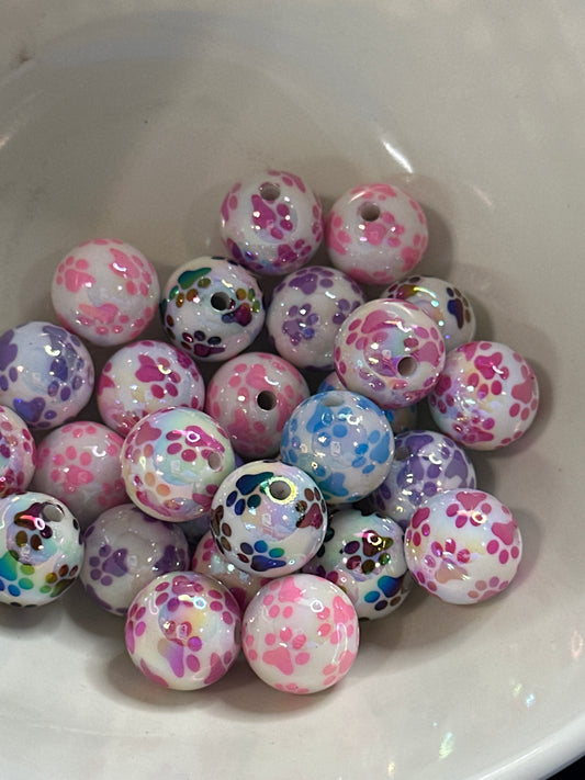 #14 16mm paw print acrylic beads