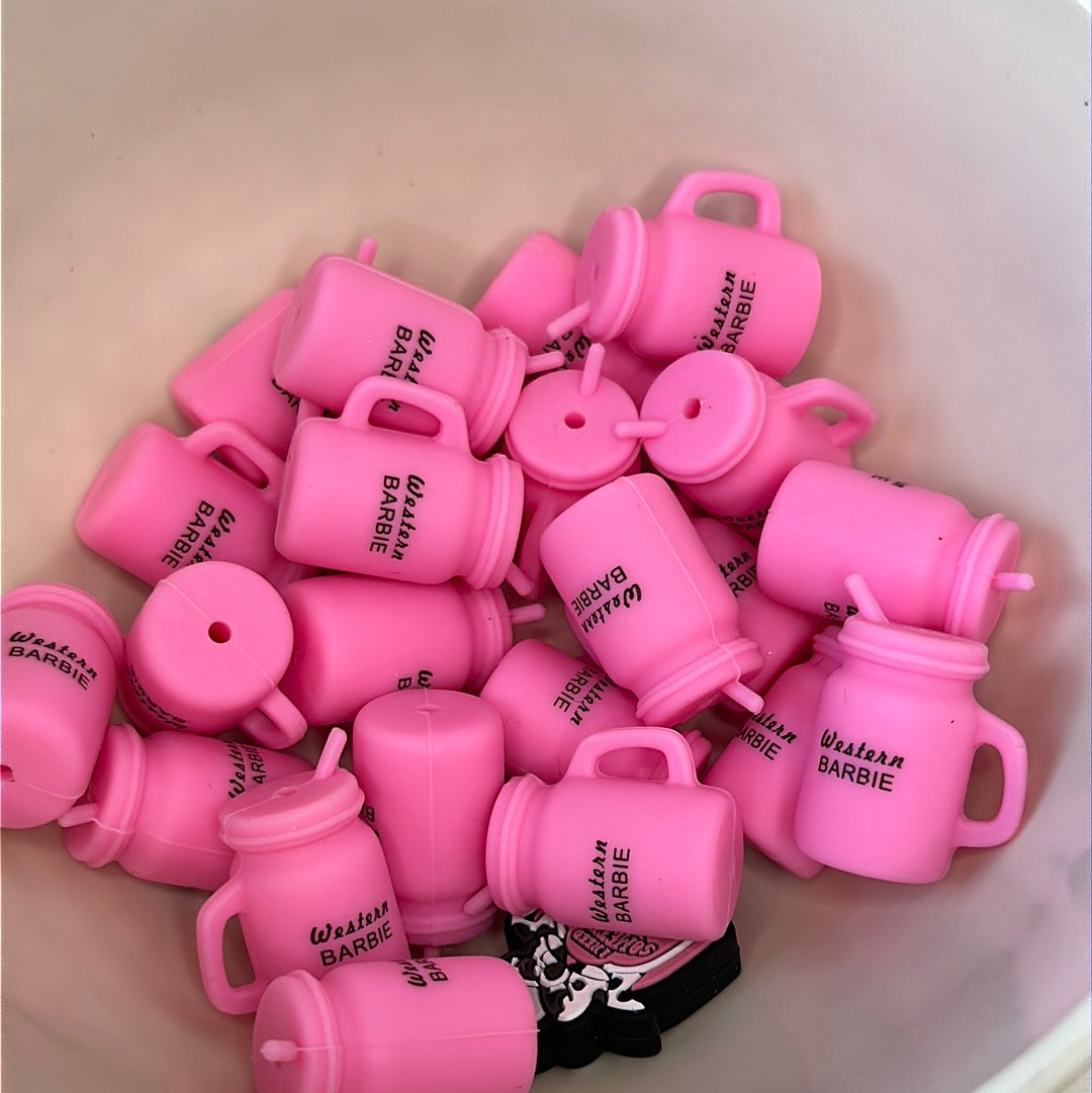 #269 pink tumbler silicone focal beads
