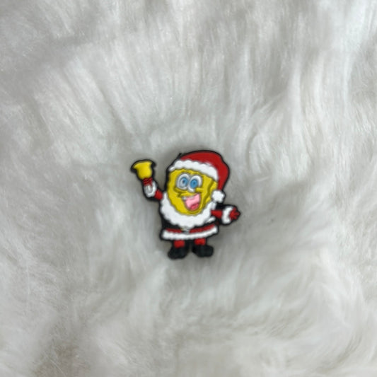 #250 yellow guy with Santa hat silicone focal beads